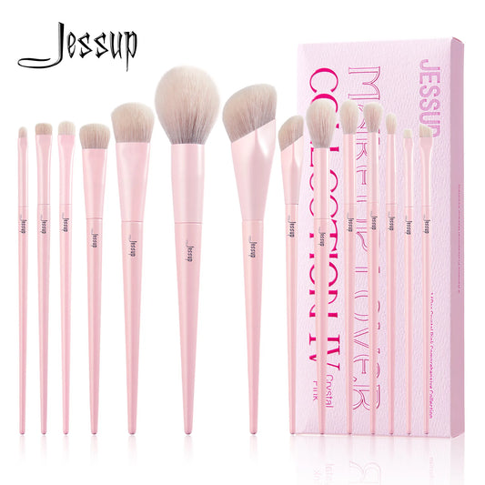 Jessup Pink Set 14pcs Brochas Premium Para Rostro y Ojos